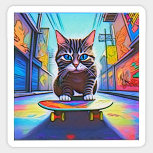 Cool Skateboarding Cat Sticker